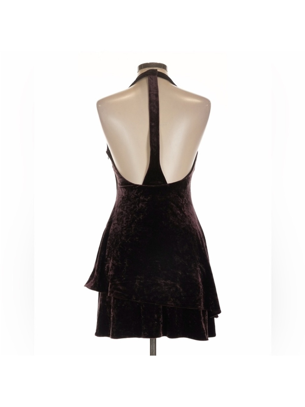 Vintage Ralph Lauren Velvet Cocktail Mini Dress Halter Open Back 90s Fit Flare 8 - Picture 3 of 9